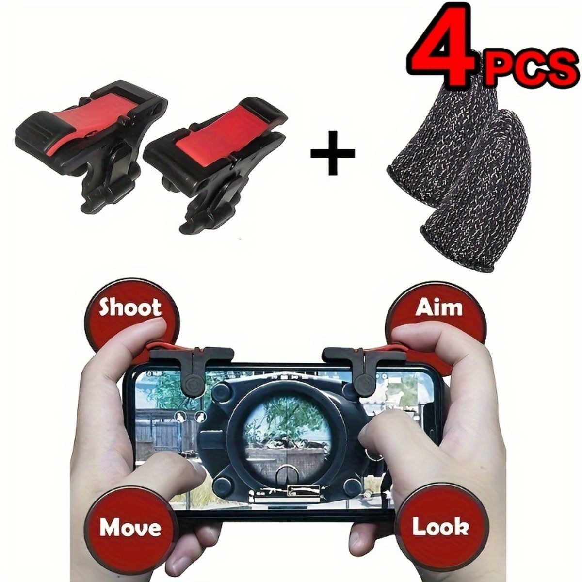 Gaming Accessories Headset - 2Pcs Dual-Head Game Trigger + 4Pcs