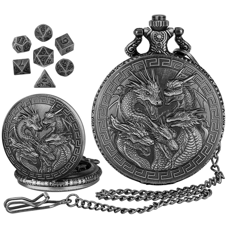 Gaming Accessories Headset - Steampunk Five Dragon Head Pocket Watch