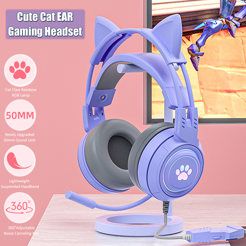 Gaming Setup Accessories Xbox - Cute Cat Ear Gaming Headphones with