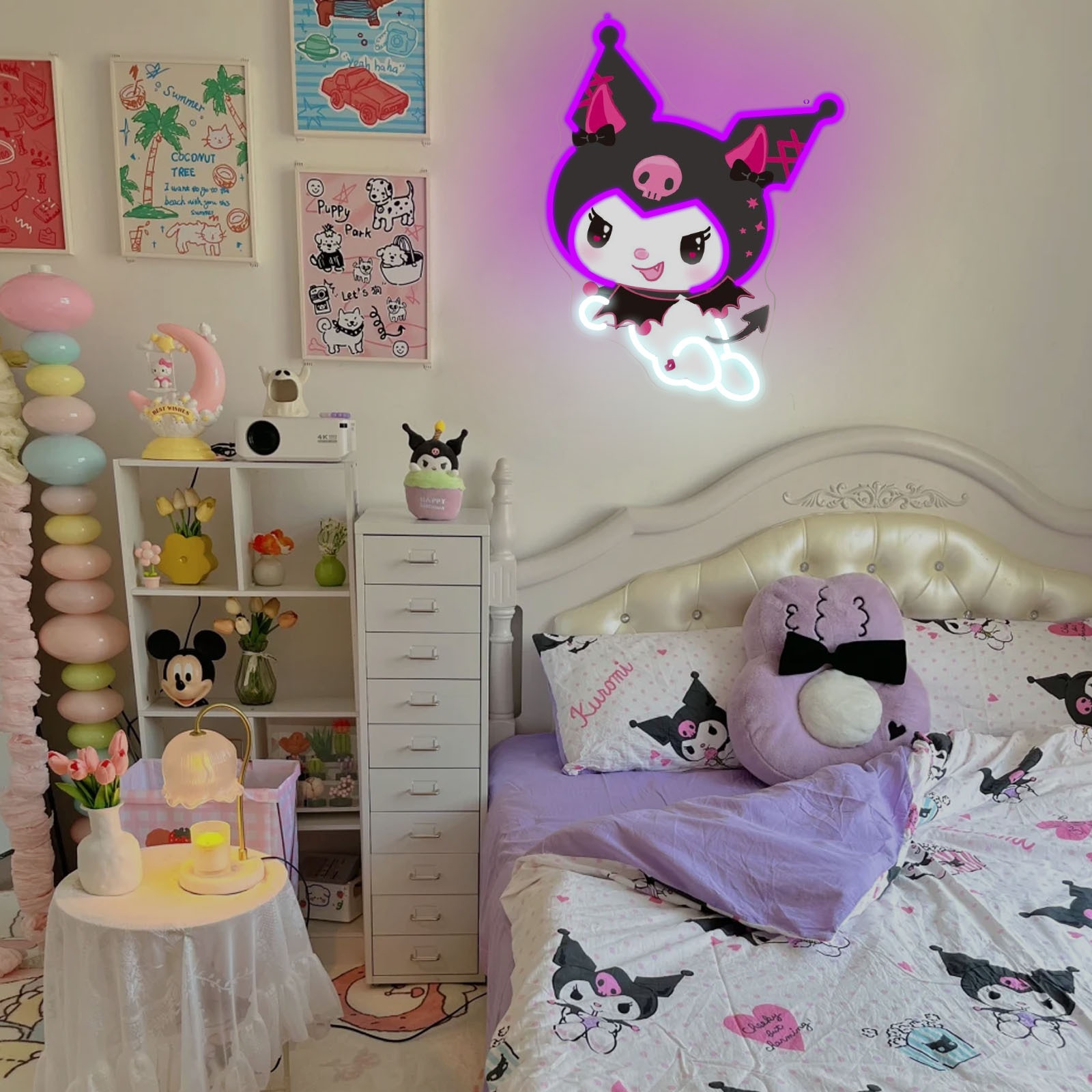 Kuromi LED Neon Sign Purple Gl - مراجعة Gaming Accessories Decor وسعره