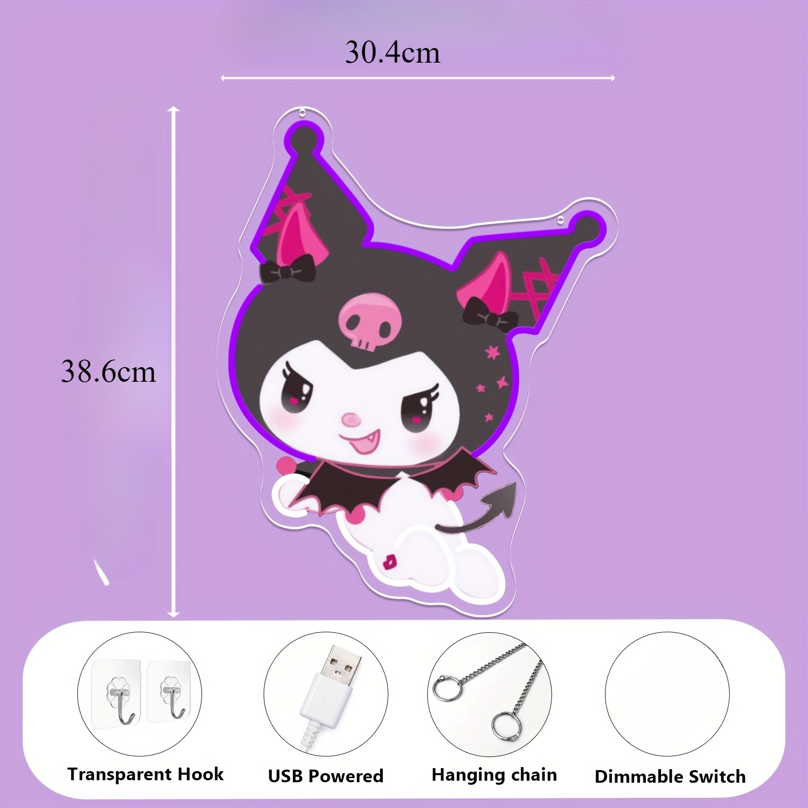 Kuromi LED Neon Sign Purple Gl - مراجعة Gaming Accessories Decor وسعره
