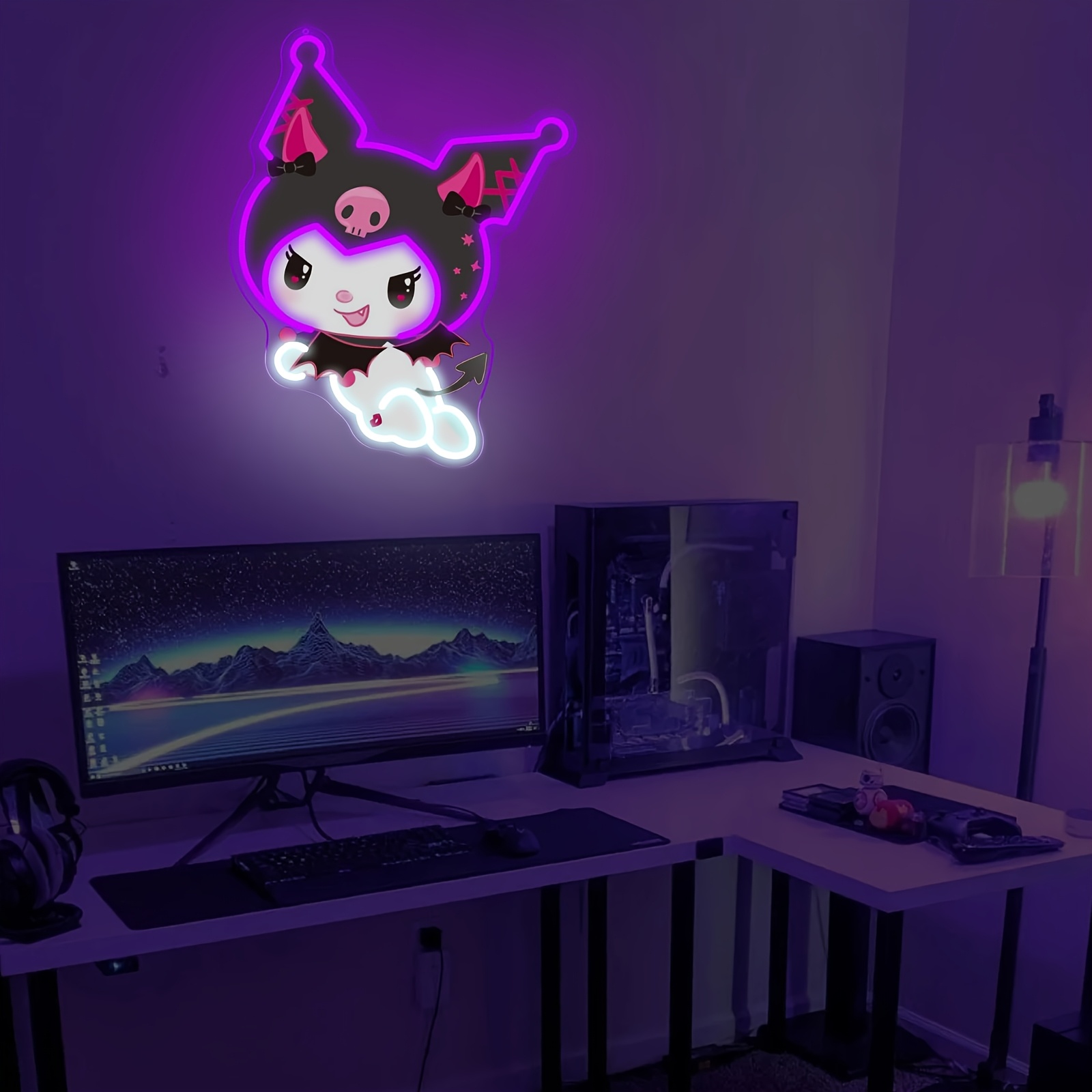 Kuromi LED Neon Sign Purple Gl - مراجعة Gaming Accessories Decor وسعره