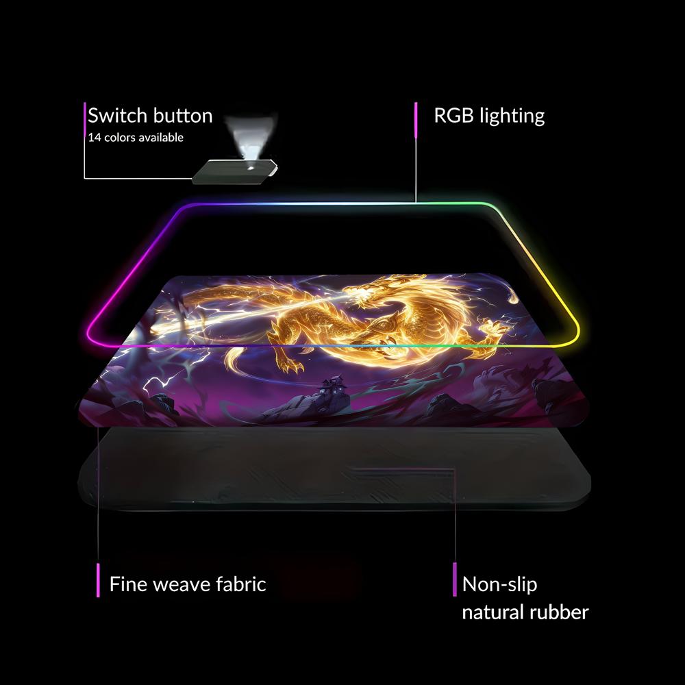 RGB LED Blue Dragon Mouse Pad  - مراجعة Gaming Accessories Pc Setup وسعره
