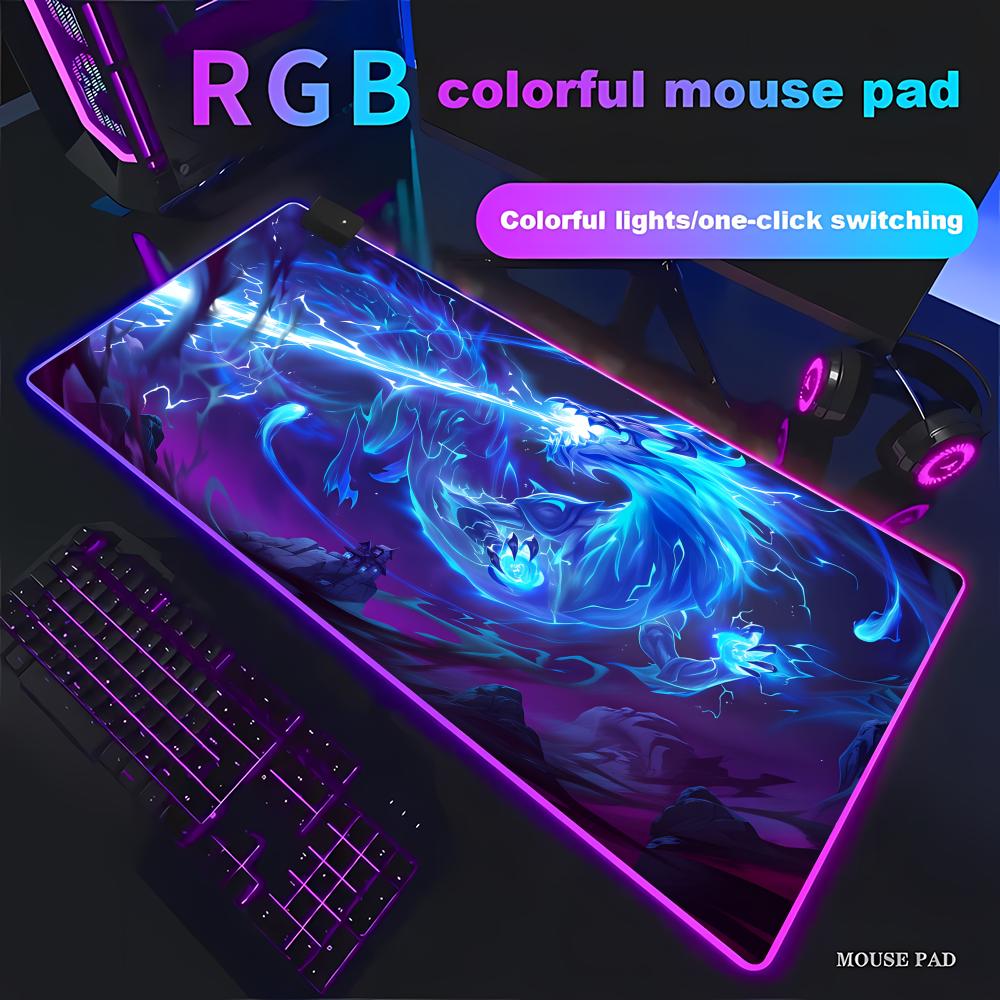 RGB LED Blue Dragon Mouse Pad  - مراجعة Gaming Accessories Pc Setup وسعره