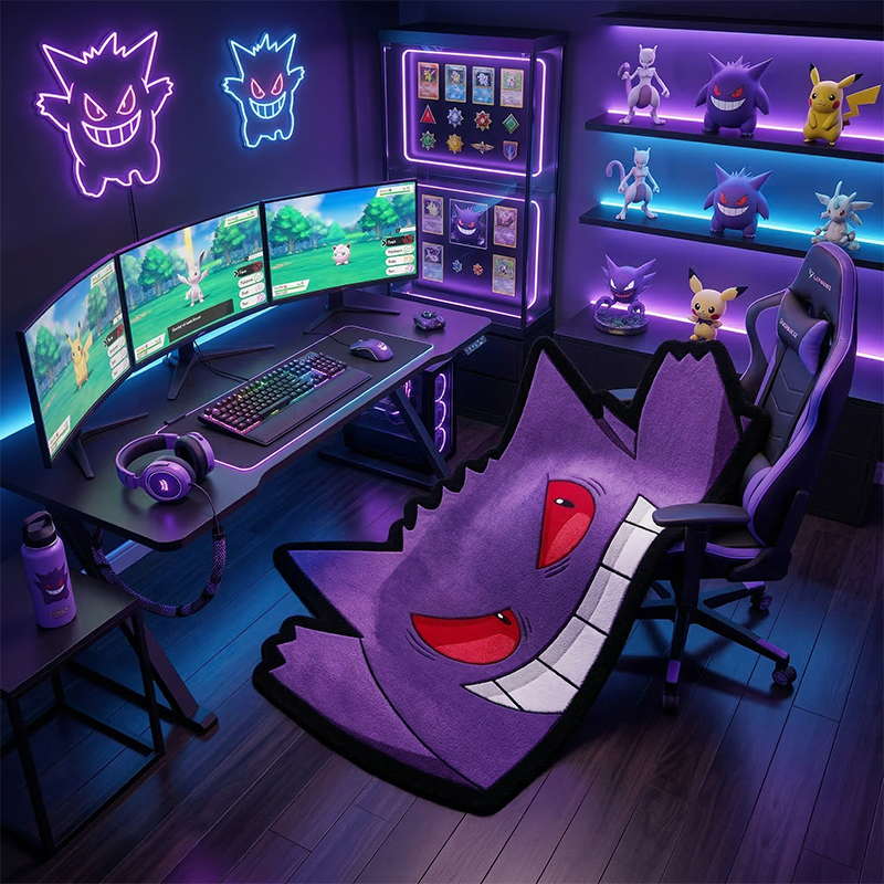 Pokemon Gengar Rug Cute Purple - مراجعة Gaming Accessories Decor وسعره