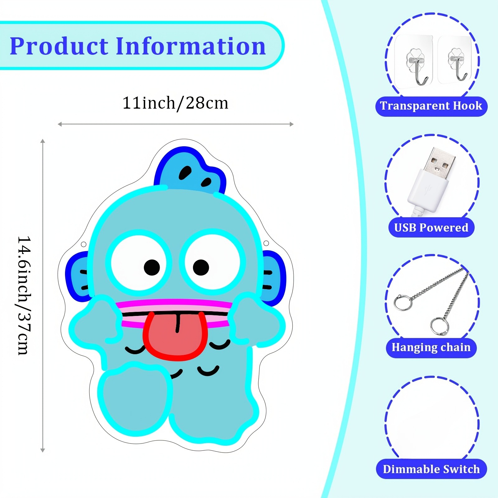 Cute Hangyodon Neon Sign USB L - مراجعة Gaming Accessories Decor وسعره