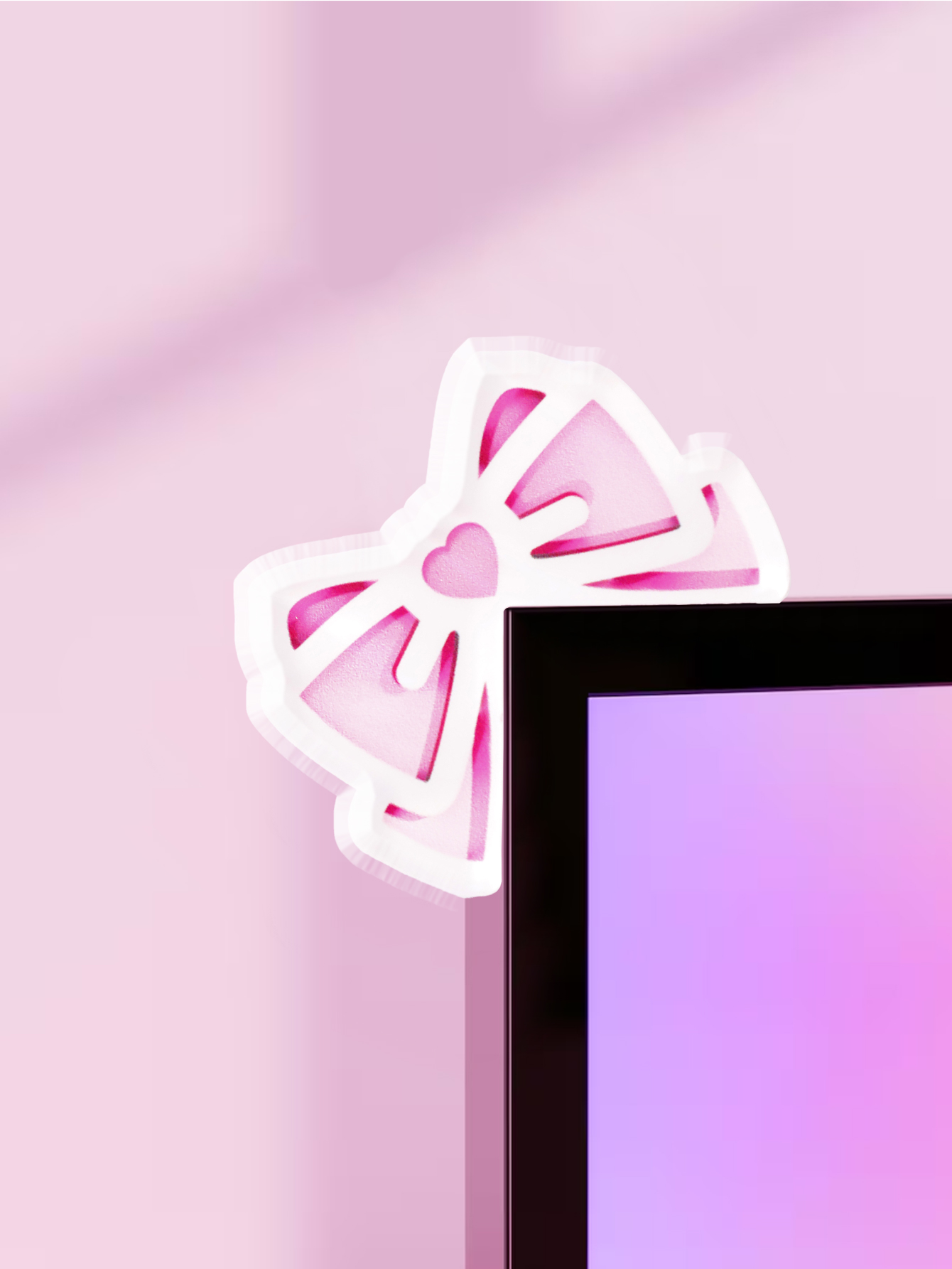 Kawaii Bow Monitor Decor Pink  - مراجعة Gaming Accessories Pc Setup وسعره