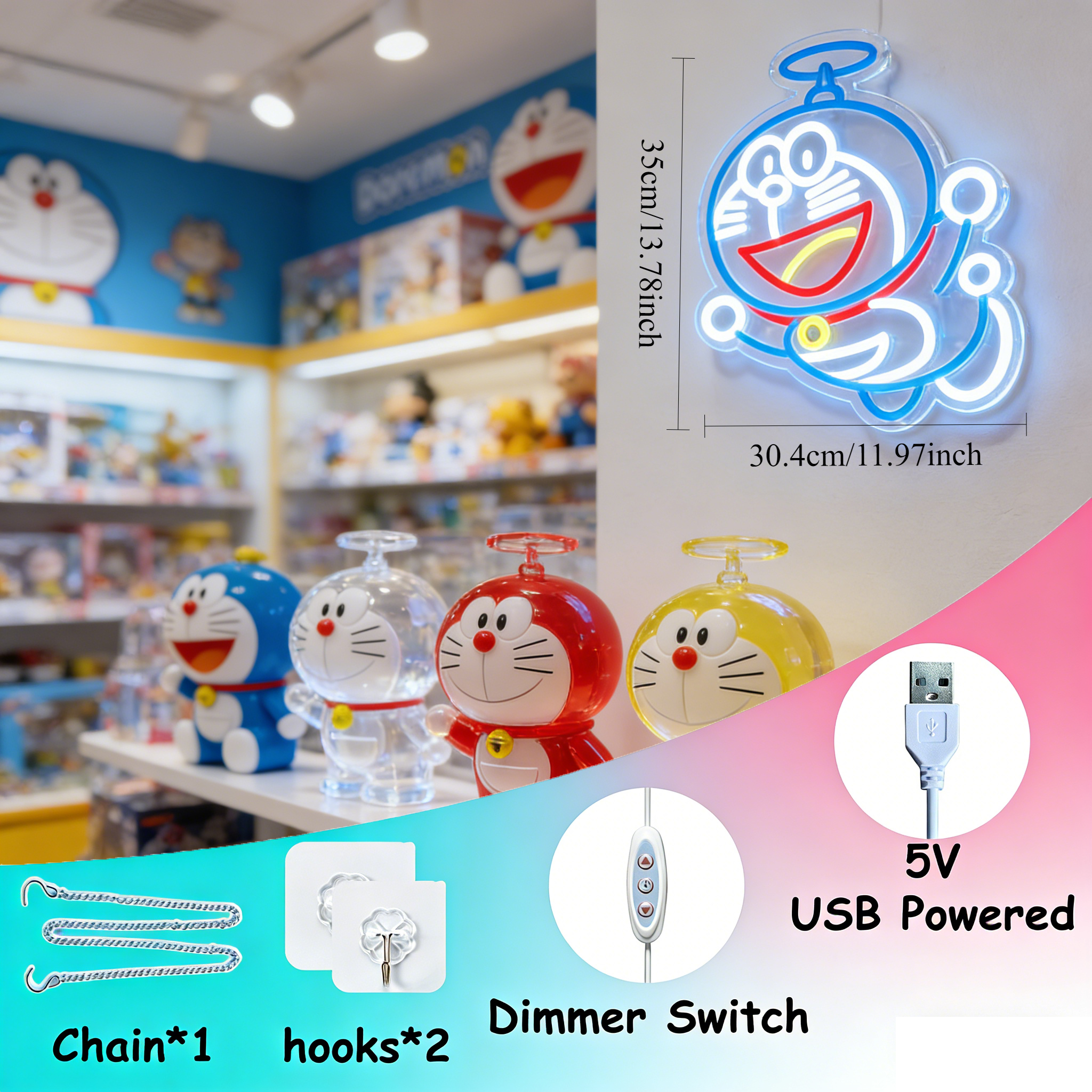 Doraemon Neon Sign LED USB Dim - مراجعة Gaming Accessories Decor وسعره